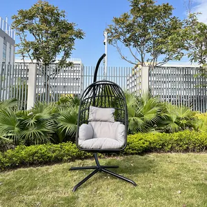 Modern dış mekan mobilyaları bahçe veranda Metal asılı yumurta salıncak sandalye