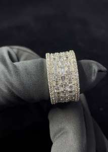 Stylish Urban Iced Out Gents <b>Ring</b> in 925 Sterling Silver with Handset Emerald Cut Diamond Look Stones for <b>Men</b> Hip Hop Party Wear - Product Image 5