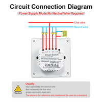 Interrupteur mural intelligent WiFi UE à bouton-poussoir, sans fil neutre requis, 1/2/3/4 gangs, compatible Tuya Alexa Google Home Alice