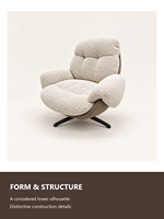 Fauteuil lounge moderne en tissu bouclé, rembourré, avec mousse haute densité, pour salon ou coin lecture