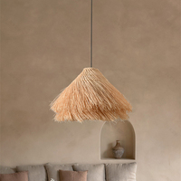 Restaurant de luxe décor à la maison tissé à la main bambou osier pendentif luminaire rotin naturel lampes suspendues lustre