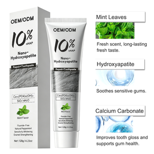 OEM ODM <span class=keywords><strong>Pasta</strong></span> <span class=keywords><strong>Dental</strong></span> Natural con 10% <span class=keywords><strong>de</strong></span> Nano Hidroxiapatita, Sabor a Menta, para Fortalecer el Esmalte, Sin Flúor - Product Image 5