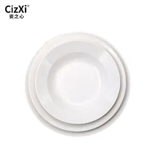 Chaozhou Ceramic Modern Restaurant Plate Stoneware White Porcelain Soup Plate Catering Buffet Dinnerware For Stars Hot