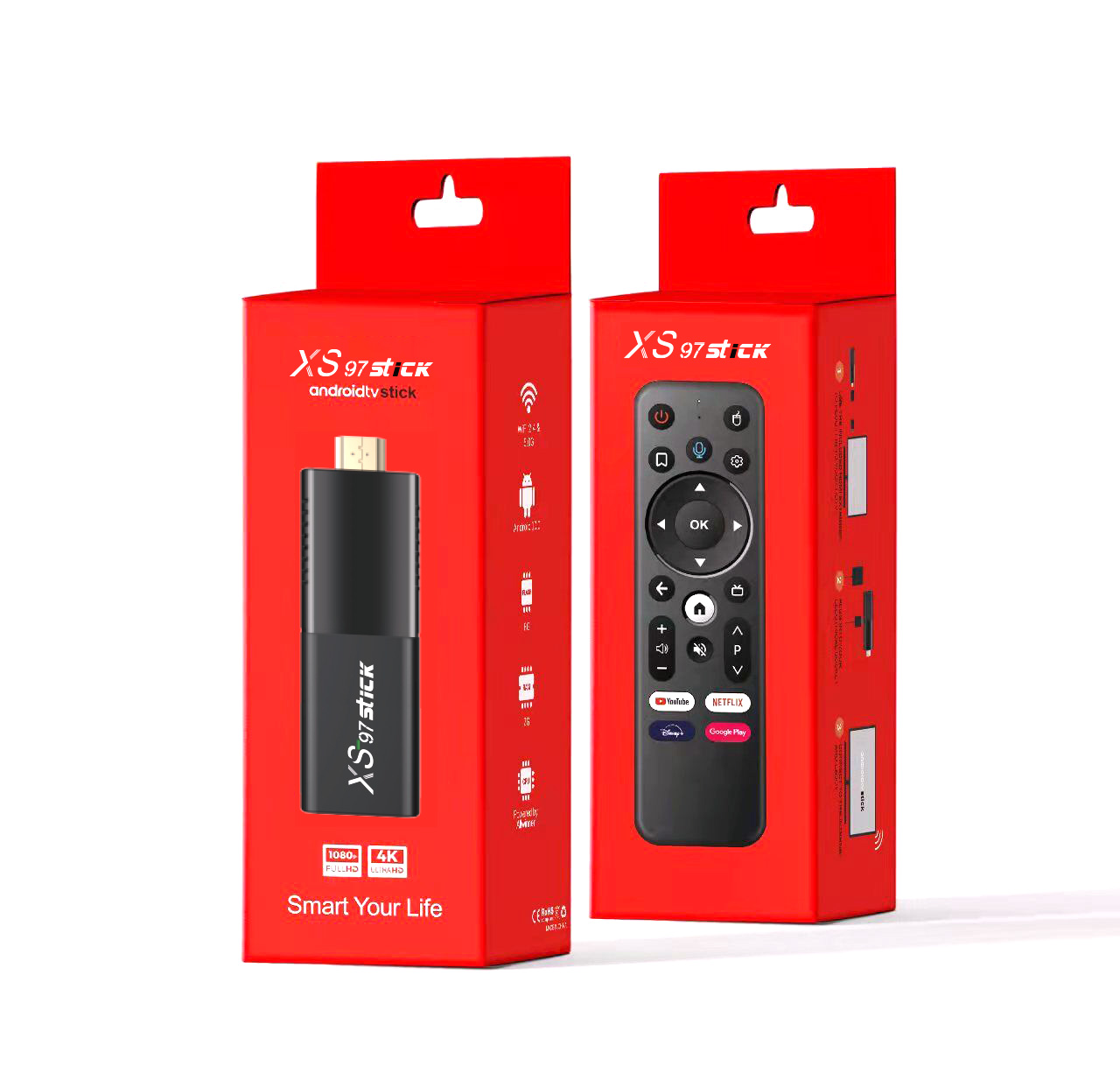 2g ram 16g ram, голосовой пульт дистанционного управления, приставка 4k tv stick android tv os с функцией Net-flix ATV os tv stick
