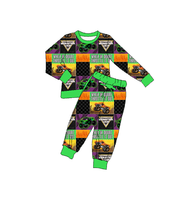 Set pakaian dua potong untuk anak-anak, kardigan lengan panjang bahan bambu, Set celana panjang Monster bersirkulasi udara, Set pakaian bayi baru lahir netral