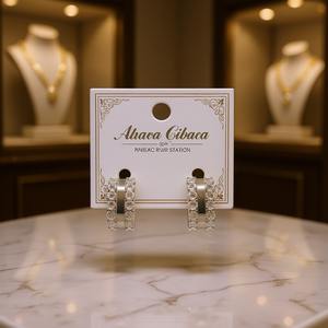 Orecchini Huggie Abrava Cibaca in argento 925 placcato rodio con cristalli, classici da donna per l'uso quotidiano - Product Image 2