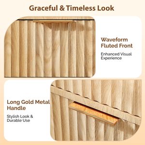 Armario Moderno de Madera SENYU con Frente Acanalado Ondulado y Tirador de Metal Dorado, Muebles Contemporáneos para Dormitorio - Product Image 6