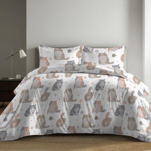 Juego de Funda de Edredón 100% Algodón Diseño Gatti Francés Queen 240x220cm - Product Image 1