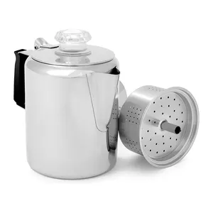 Outdoors Campfire Coffee Boiler Kettle 6cups Stainless Steel Coffee Percolators Top