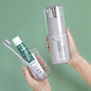 طقم أدوات العناية الشخصية 5 في 1 من مادة ABS العصرية، طقم زجاجات وأكواب محمول رمادي متعدد الوظائف للسفر للبيع بالجملة - Product Image 3