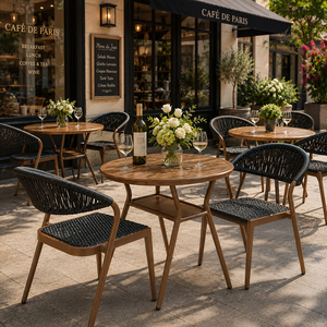 Ensemble <span class=keywords><strong>de</strong></span> salle à manger d'extérieur commercial FLD1025, design moderne, structure en <span class=keywords><strong>aluminium</strong></span>, imperméable, non pliable, 2 chaises, mobilier <span class=keywords><strong>de</strong></span> patio pour hôtels - Product Image 3