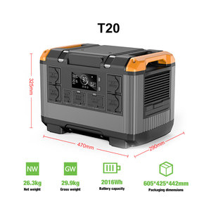 สถานีพลังงานสำรองแบบพกพา ยี่ห้อแท้ 2400W 2016Wh คลื่นไซน์บริสุทธิ์ พร้อมตัวควบคุม MPPT พอร์ต USB ช่องเสียบ AC/รถยนต์/S - Product Image 3