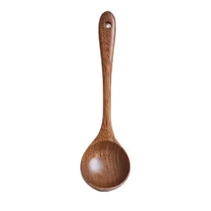 Colher de madeira com alça longa para utensílio de cozinha doméstico Congee & mingau de asa de frango