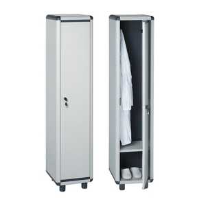 Armadietto Spogliatoio a 1 Anta 39x39x175 Cm con Serratura a Chiave e Ganci, Grigio, in PVC - Product Image 1