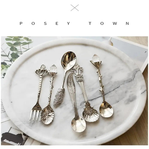 Vintage Palace Set 6 pz in lega di zinco cucchiaio da caffè per marmellata Dessert e gelato elegante utensile da cucina per Set di stoviglie - Product Image 2