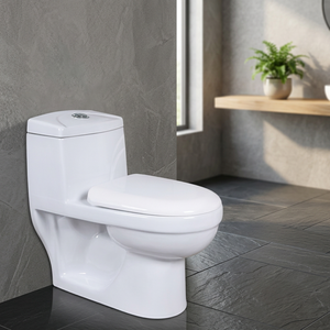 WC monobloc en céramique style indien Twyford, chasse d'eau Cyclone, réservoir encastré, double chasse, siphon en S - Product Image 5