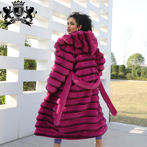 <span class=keywords><strong>Abrigo</strong></span> Largo con Capucha de Piel Sintética de Chinchilla de Primera Calidad para Mujer Janefur, <span class=keywords><strong>Abrigo</strong></span> de Piel Sintética de Chinchilla con Cinturón para Mujer - Product Image 6