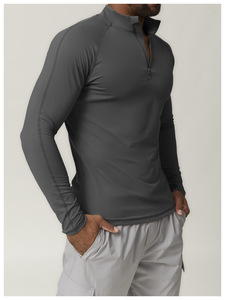 Haut de sport pour homme à col montant et demi-zip, coupe ajustée, à manches longues, séchage rapide, pour la course, le fitness et les loisirs - Product Image 4