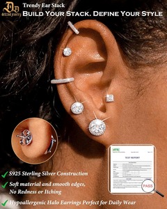 Pendientes de Moissanita, Plata de Ley S925, Chapados en Oro de 18K, con Halo, Color D, VVS1, Hipoalergénicos, Delicados - Product Image 6
