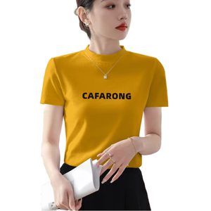 ZZH YF2255 Summer Thin Short Sleeved Silk/Cotton T-shirt for Women Breathable Quick Dry Loose Slimming Casual and Versatile - Product Image 1
