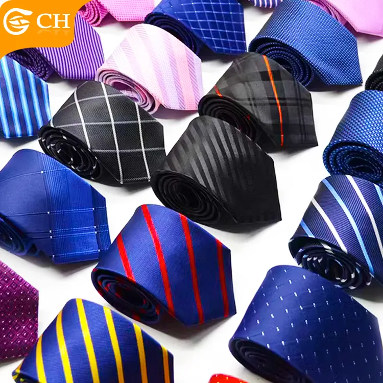 Cravates formelles d'affaires pour hommes 100 différentes couleurs et motifs importation Cravates en polyester Cravate de mariage pour hommes