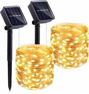 Guirlande lumineuse solaire LED étanche 12/22/32m en fil de cuivre pour Noël, lumières de fêtes, lumières de Diwali, décoration de jardin extérieur - Product Image 1
