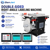 Machine d'étiquetage d'angle double face, applicateur d'autocollants pour boîtes à 90 degrés avec écran tactile PLC, capacité de 60 à 120 pièces par minute