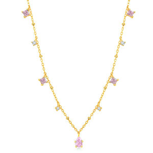 Collana di Lusso Antica Retrò in Argento Sterling 925 Placcato Oro Turco con Smeraldo Verde e Rosa - Product Image 1