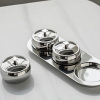 Premium RVS Thee- en Snackserveerset voor Thuis, Koffietafel, Snoep, Dessert, Droogfruit Schaal