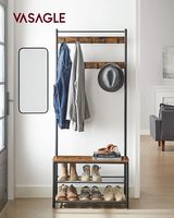 Porte-manteau VASAGLE, meuble d'entrée avec banc de rangement pour chaussures, 3-en-1, structure en acier