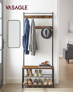 Porte-manteau <span class=keywords><strong>VASAGLE</strong></span>, meuble d'entrée avec <span class=keywords><strong>banc</strong></span> <span class=keywords><strong>de</strong></span> <span class=keywords><strong>rangement</strong></span> pour chaussures, 3-en-1, structure en acier - Product Image 3