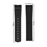 Jettda Bracelet de montre de luxe 20mm pour Seamaster300 FKM Bracelet de montre en caoutchouc fluoré étanche Bracelet de remplacement à extrémité incurvée