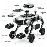 Robot chien quadrupède industriel commercial M1 Smart Navigation Pro à roues et pattes, avec moteur à engrenages PLC et construction en métal et caoutchouc