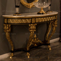 Ensemble de meubles miroir sculptés à la main en bois massif de tables console dorées antiques européennes de luxe