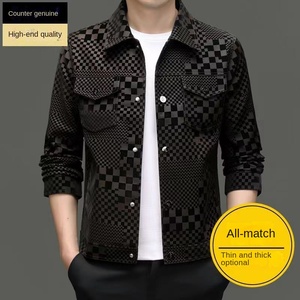 <span class=keywords><strong>Veste</strong></span> décontractée homme automne-hiver en velours véritable à carreaux, col à revers, respirante, épaisse, élégante et tendance - Product Image 2
