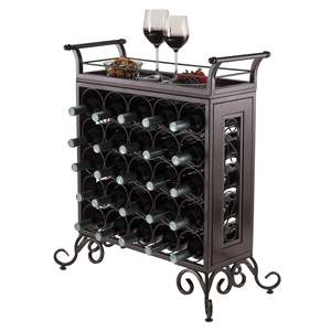 DB Silvano Luxury <b>Metal</b> <b>Wine</b> <b>Rack</b> 5x5 with Removable Tray Dark Bronze Iron <b>Wine</b> Holder for Barware and Decor - Product Image 3