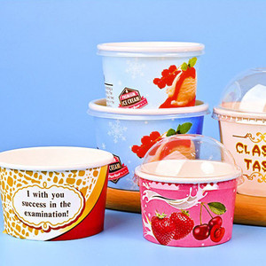 Gobelets en papier personnalisés avec logo pour crème glacée, 4oz, 8oz, 16oz, bols jetables pour yaourt glacé et desserts avec couvercle – Fabricant en gros - Product Image 4