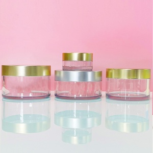 Tarro cosmético de plástico PET de pared gruesa, de boca ancha y perfil bajo, con tapas de rosca blancas, de color personalizado de lujo, para polvos sueltos para el cuidado de la piel. - Product Image 3