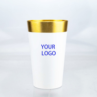 Mug en aluminium personnalisé avec logo, nouveau produit, pour fête, tasse à bière 450 ml, double paroi, réutilisable, certifié LFGB, marque TJ, tasse à boire