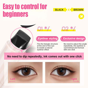 Logotipo personalizado 2 en 1 impermeable negro marrón líquido delineador de ojos sello de larga duración ojo alado Delinedor - Product Image 4
