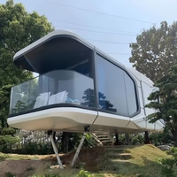 Lodge de camping haut de gamme, résidence modulaire préfabriquée en acier, pod de vie intelligent populaire mondial, maison capsule spatiale de luxe