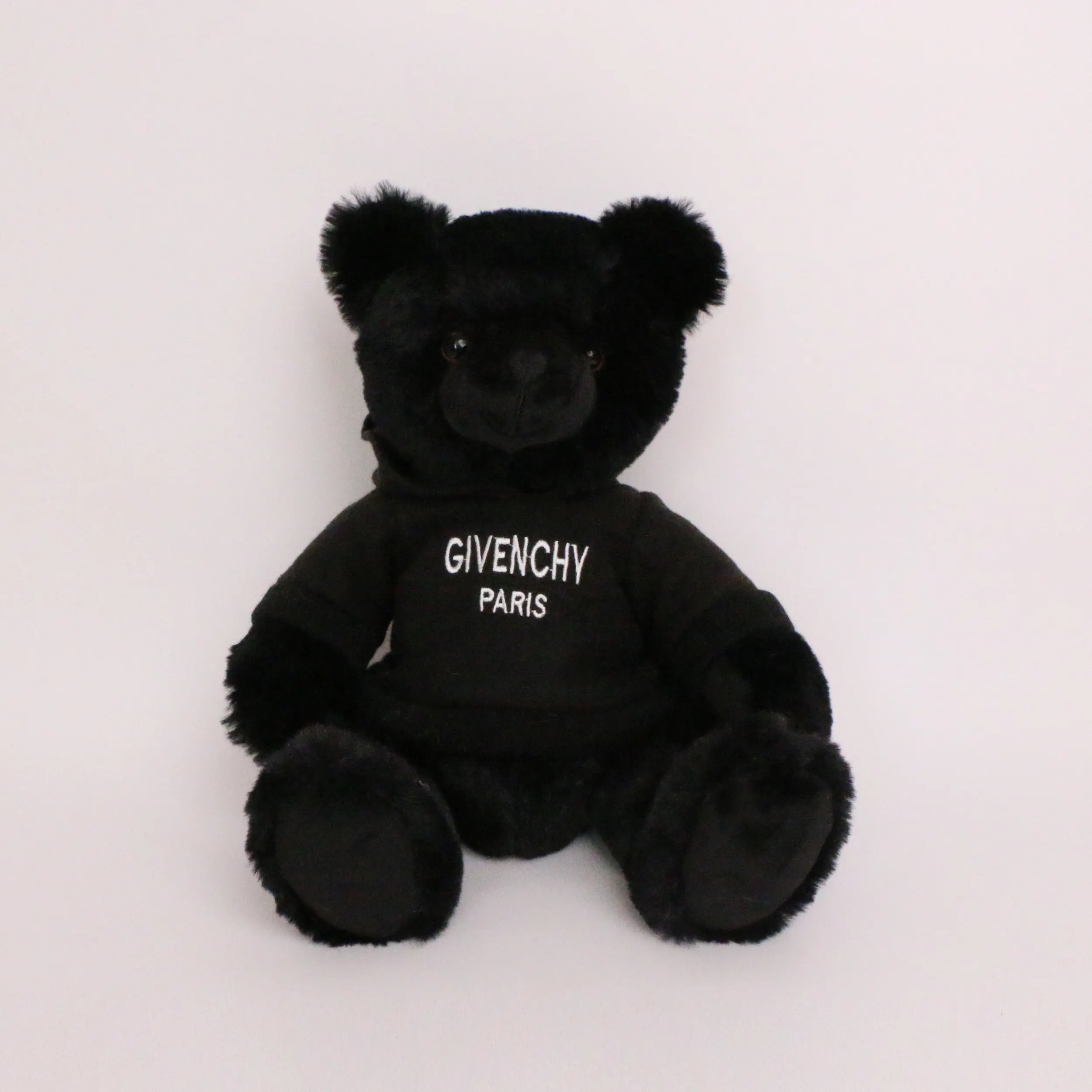 Customized black teddy bear factory direct plush toys customized logo hooded teddy bear kids toys cheap doll manufacturer