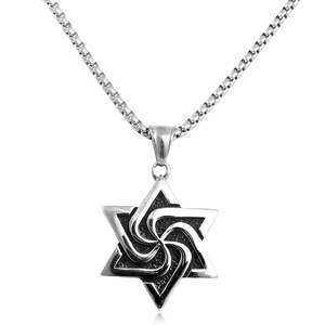 Stainless Steel Six Pointed <b>Star</b> Pendant Unisex Necklace Geometric <b>Design</b> Punk Retro Style Windmill Pattern 231035 - Product Image 5