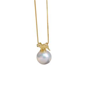 WENCHI S925 <b>Silver</b> Pendant DIY Animal Style Jade Necklace with 8-10mm <b>Beads</b> Gold Plating Model 10365 Empty Tray Accessory China - Product Image 4