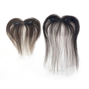 Toupet con Base in Pizzo, Parrucche in Capelli Umani Remy, <span class=keywords><strong>Frangia</strong></span> con Linea del Capelli, Parte Centrale, Extension Frontali con Fascia, Capelli Lisci - Product Image 5