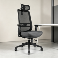 Chaise de bureau ergonomique moderne en maille avec support lombaire réglable et cadre en nylon, dossier haut, pour la maison, l'étude, le jeu et l'hôtellerie