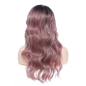 KEMY HAIR Perruque Synthétique Lace Front 20 "Medium <span class=keywords><strong>Mauve</strong></span> Rose Couleur Transparent HD Lace Résistant à la Chaleur Armure Bouclée 180% Densité - Product Image 3