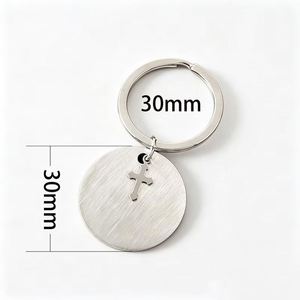 Porte-clés publicitaire promotionnel en acier inoxydable brossé rond avec gravure laser et impression de logo, matériau vierge - Product Image 2