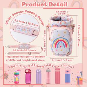 Sac de transport pour bouteille d'eau en néoprène avec bandoulière rembourrée réglable, poche isolée, bouteille mains libres - Product Image 2