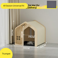 Maison pour chat en bois avec toit en tissu à motif patte, mobilier pour animaux de compagnie, abri intérieur avec coussin, montage facile, pour plusieurs chats